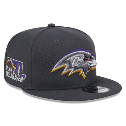 New Era 9Fifty Graphite Baltimore Ravens 2024 Draft Snapback